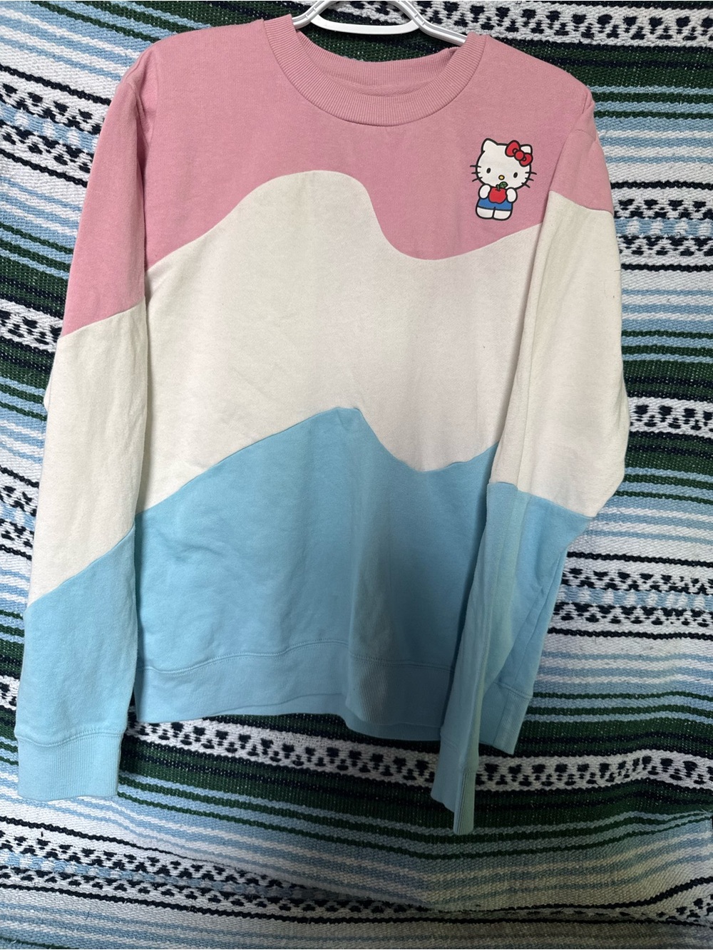 Hello Kitty Pink White Light Blue Colorblock Kids Sweatshirt